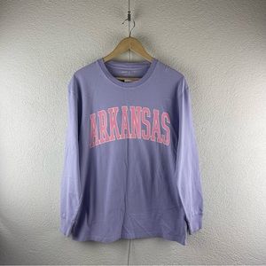 State of Mine l S Arkansas Collegiate High Purple Pink Crew Neck Long Sleeve Tee